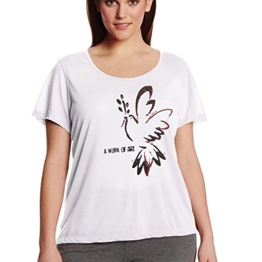 NEW White Short SleeveGraphic T Shirt Plus Size 2X